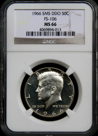 1966 Kennedy Half Sms Double Die Obverse Ddo Ngc Fs - 106 Ms66 - Rare Variety Coin photo