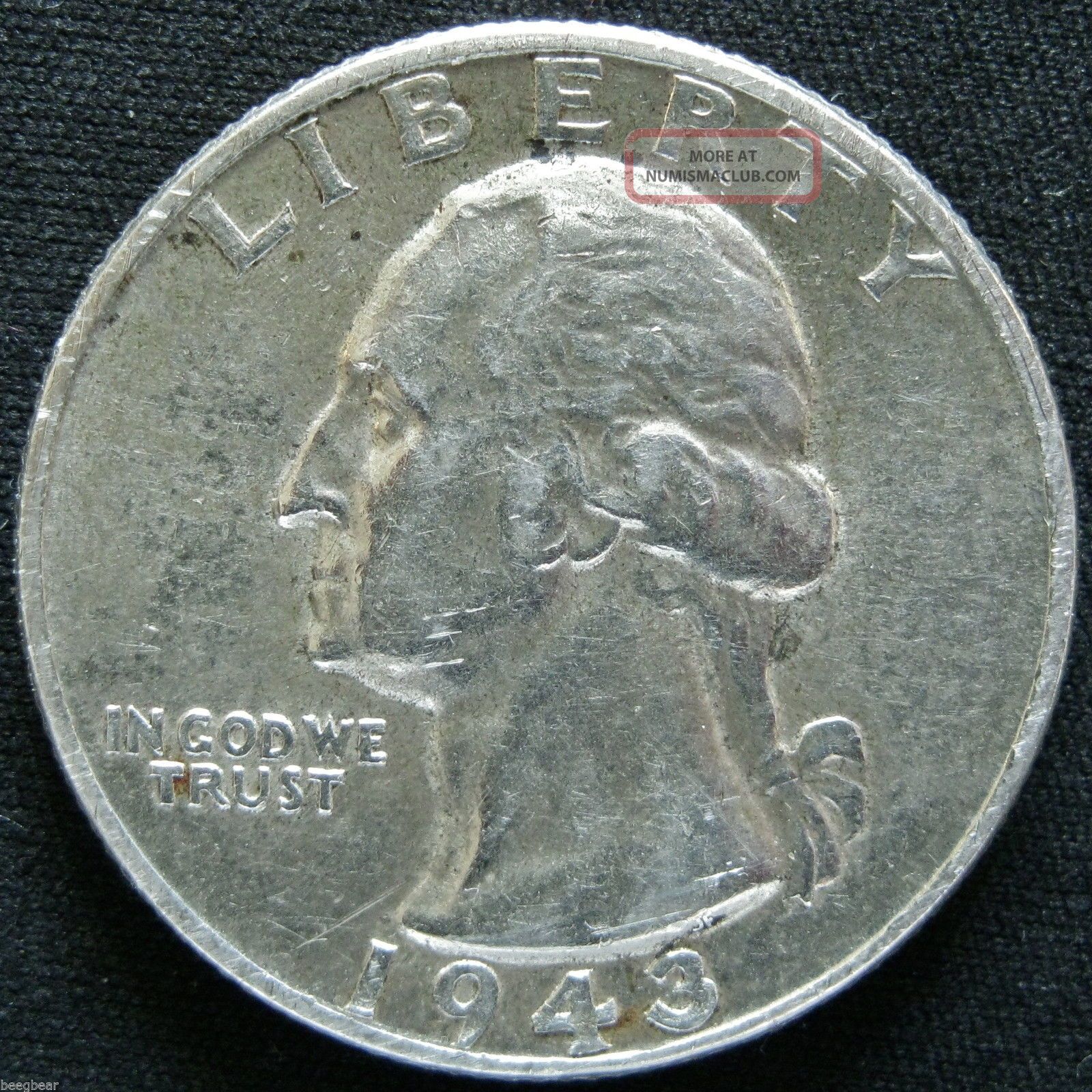 1943 P Washington Quarter Au Sharp Details 3