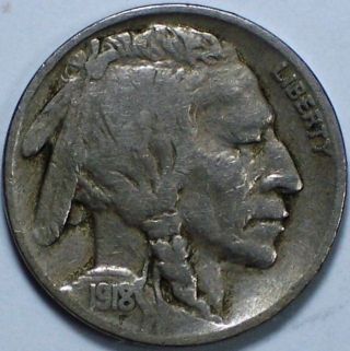 1918 - P Indian Head (buffalo) Nickel (5¢) Vf photo