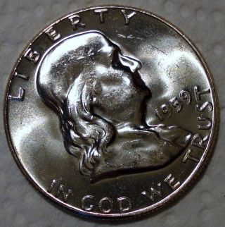 1959 Franklin Half Dollar - Uncirculated - Silver - Bu/ms - Franklin 50c photo
