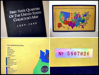 Complete First State Quarters Of The United States Collectors Map 1999 - 2008 Rare photo