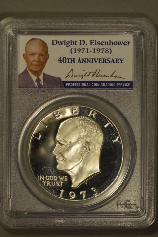 1973 - S Silver Eisenhower Dollar Pcgspr69 Dcam photo