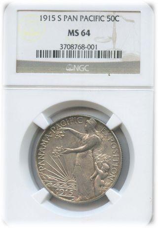 1915 - S Panama - Pacific Silver Commemorative Half Dollar Ms 64 | Ngc Graded photo