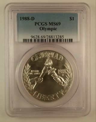 1988 - D Olympic Silver Commemorative Dollar Ms69 Pcgs State 69 photo