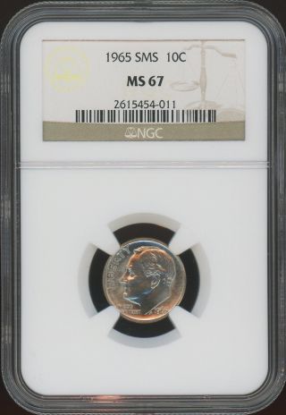 1965 Sms Roosevelt Dime Ngc Ms 67 photo