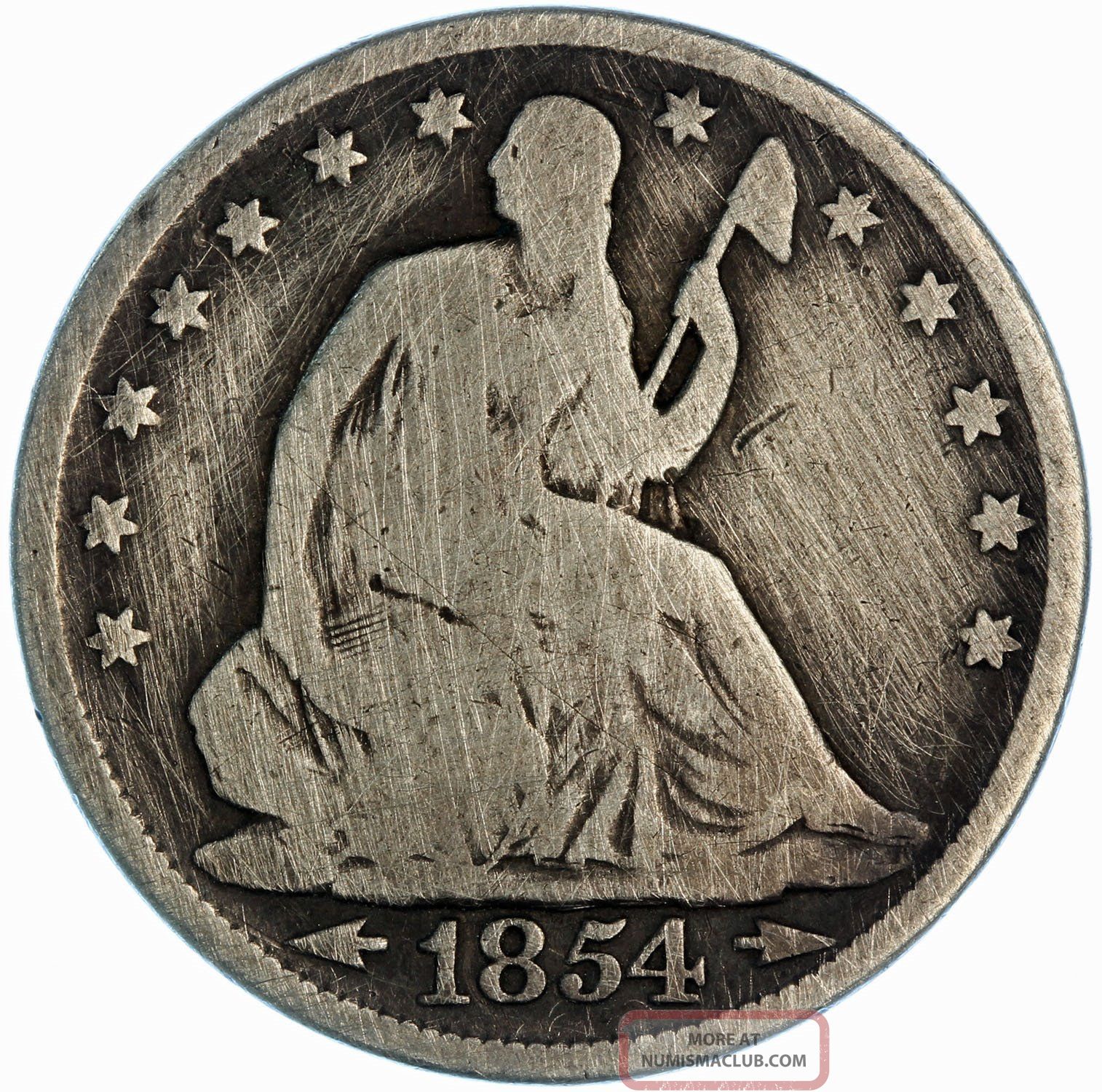 1854 Seated Liberty Half Dollar Uncertified