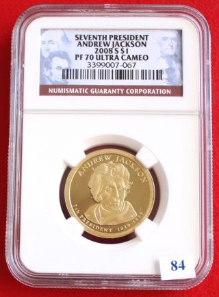 Seventh President Dollar Andrew Jackson 2008 S$1 Pf70 Ultra Cameo photo
