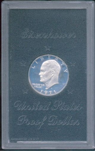 1971 - S Eisenhower Proof Silver Dollar In Us Plastic No Outer Box photo