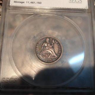1876 10c Liberty Seated Dime Graded By Segs photo
