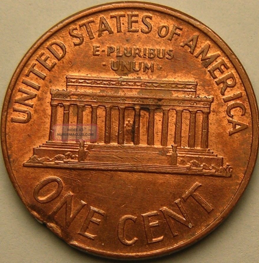 1964 D Lincoln Memorial Penny, (clipped Planchet) Error Coin, Ae 474