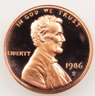 1986 S Deep Cameo Proof Lincoln Memorial Cent Penny (b03) photo