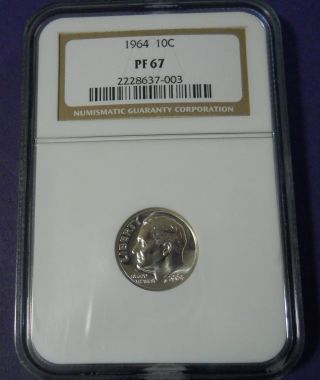 1964 Roosevelt Gem Proof Silver Dime - Ngc Graded Pf - 67 photo