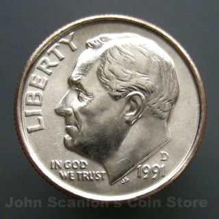 1991 - D Roosevelt Dime 10c Us Coin Choice Bu photo