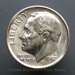 1992 - D Roosevelt Dime 10c Us Coin Choice Bu photo