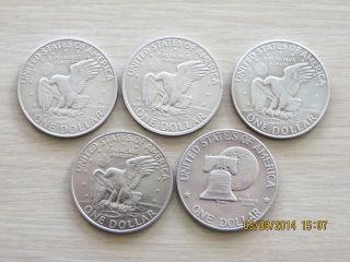 5 Eisenhower Dollars With Different Dates Or Marks 1971 - 1976 53 photo
