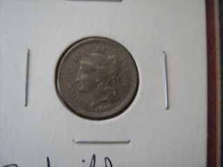 1865 - P Nickel Three - Cent Piece Very Fine Details 2 photo