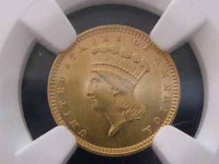 1874 $1 Fractional Gold Unc Details Ngc photo