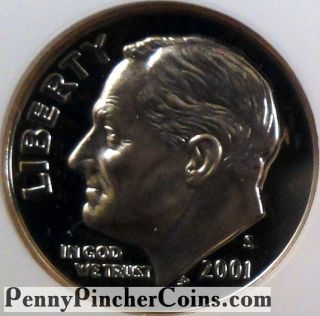 2001 - S Clad Roosevelt Dime Ngc Pf - 69 Ultra Cameo Stunning Proof Coin photo