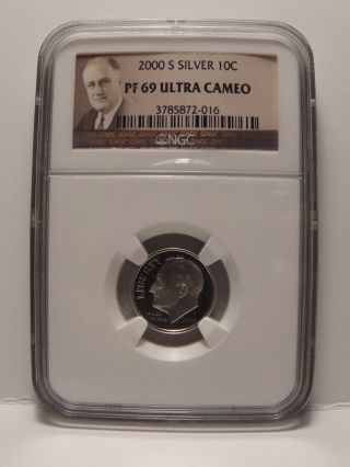 Ngc 2000 - S Roosevelt Silver Dime; Pf 69 Ultra Cameo.  Product Photos photo