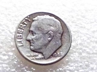 1948 - P Roosevelt Dime Old Us 90% Silver photo