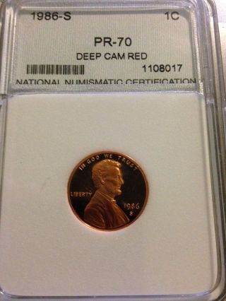 Rare 1986 S 1c Lincoln Cent Proof Proof Deep Cameo Red Rare photo