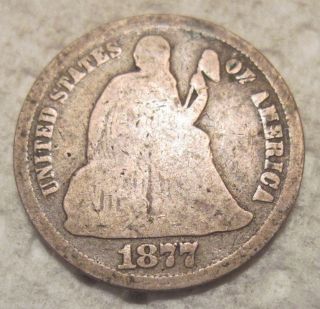 1877 Cc Silver Seated Usa Liberty Dime $2.  00 Ship Combine Today Old Silver photo