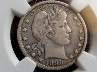 1898 O Barber Quarter,  Choice Ngc F15,  Much Better Date $$$$$$ photo