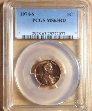 1974 - S Lincoln Cent Pcgs Ms 63 Rd photo