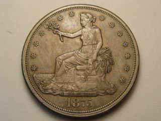 1875 - S Silver Trade Dollar (ef - Au) photo