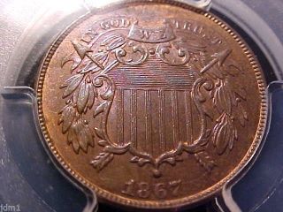 1867 Two Cent 2c Piece Pcgs Ms63rb Rare Coin Quick Mh21 photo