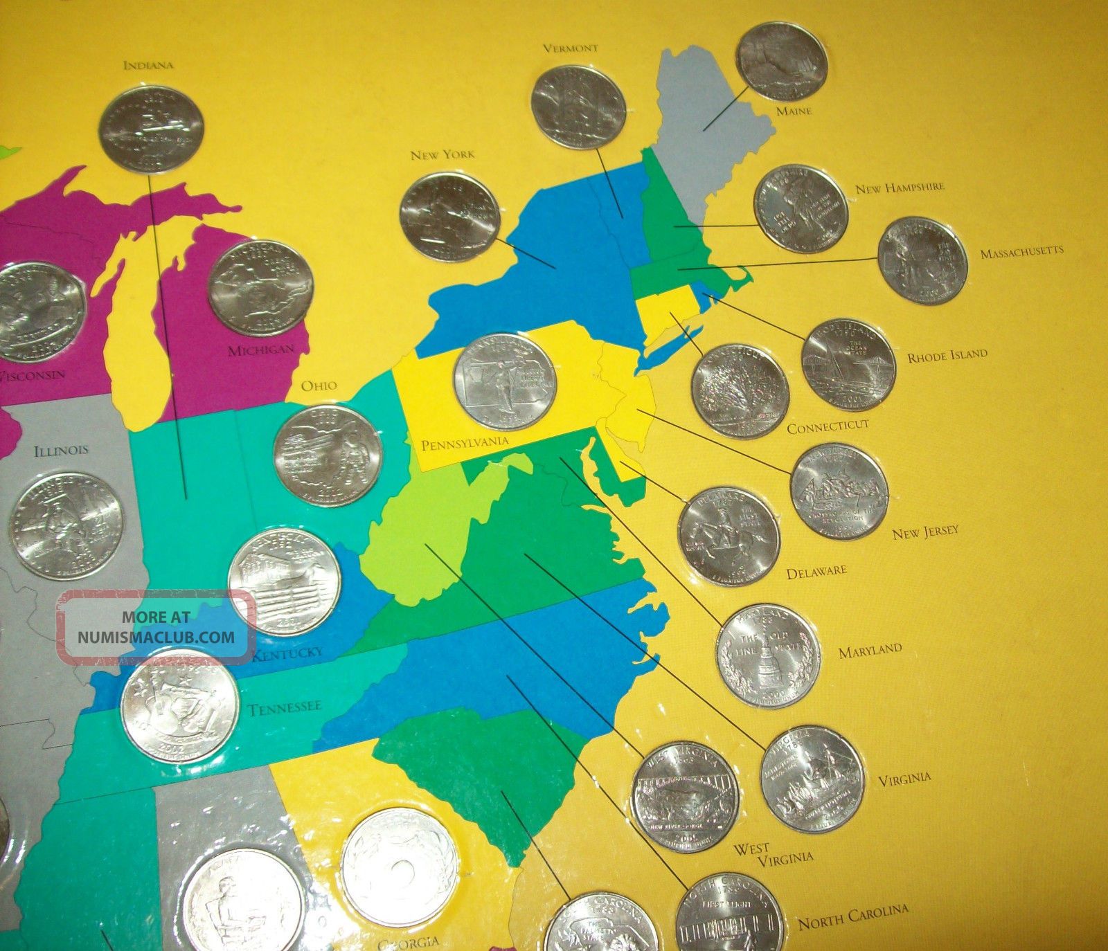 First State Quarters Of The U S Collectors Map W quarters 1999 2008 First State Quarters Of The U S Collectors Map W quarters 1999 2008