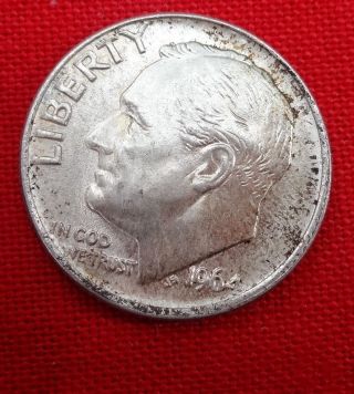 1964 - P Silver Roosevelt Dime - Au / Unc And Beautifully Toned On Both Sides photo