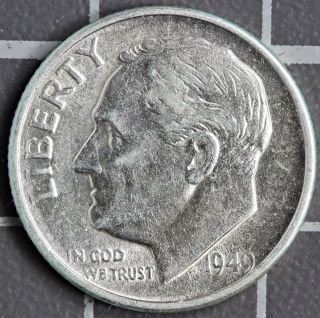 1949 - S Roosevelt Dime 90% Silver Au photo