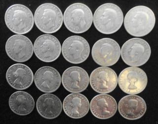 20 Canada Silver Quarters 1940 - 1962 photo