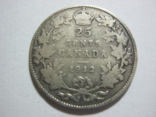 Canada 25 Cents 1912 In F+. photo