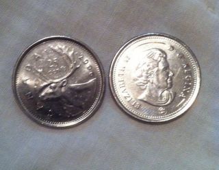 Queen Elizabeth Ii Brilliant 25 Cent Coin 2006 Logo Canada photo