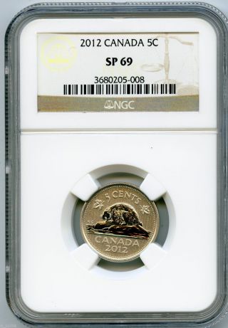 2012 Canada 5 Cent Ngc Sp69 Frosted Specimen Strike Nickel Superior & Proof Like photo