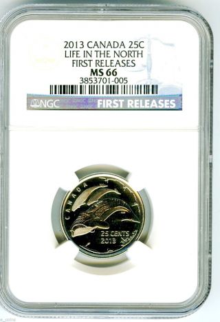 2013 Canada Life In The North Orca Whale Quarter Ngc Ms66 First Releases Rare photo