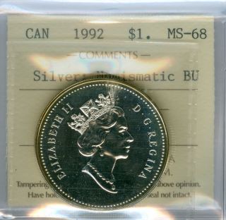 1992 Canada Silver Dollar Finest Graded Bu State 151. photo