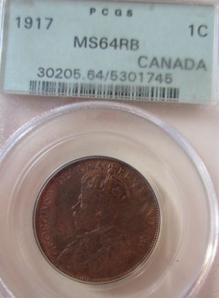1917 Canada Large Cent.  Pcgs Ms - 64 photo