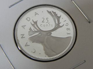 1983 Proof Unc Canadian Canada Caribou Quarter Twenty Five 25 Cent photo