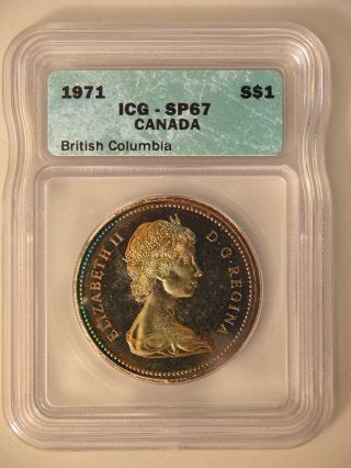 1971 Canadian Dollar - Proof - Nicely Toned On Obverse - Icg Sr67 photo