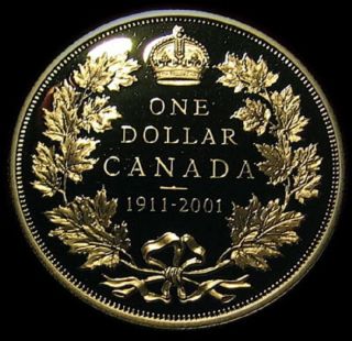 2001 Canadian 1911 Silver Dollar Proof Cameo Rare Rcm photo