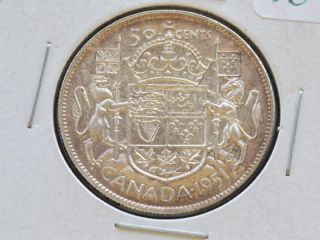 1951 Canada Georgivs Vi Silver Half 50 Cents A7075 photo