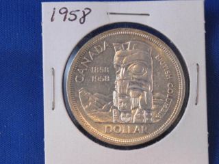 1958 Canada Totem Pole Silver Dollar Canadian B2830 photo