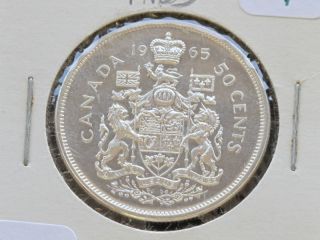 1965 Canada Elizabeth Ii Silver Half 50 Cents A7054 photo