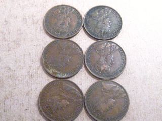 6 - Canadian Large Cents 2 - 1913,  2 - 1916,  2 - 1917 photo