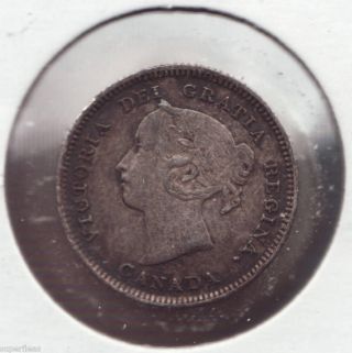 1886 Silver Coin 5 Ct Canadian Victoria Very Fine photo