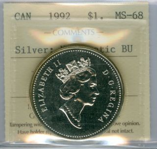 1992 Canada Silver Dollar Finest Graded Bu State. photo