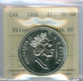 1998 Canada Rcmp Silver Dollar Solo Finest Graded Bu State Unique. photo